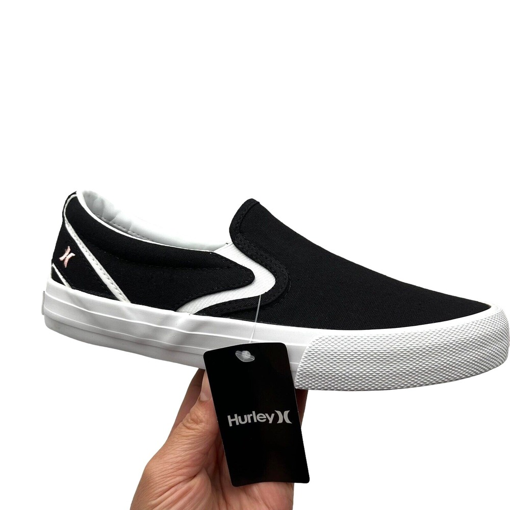 Hurley Kayo Women's Slip-on Canvas Shoes Size 7 ( Fits like 7.5) Black White
